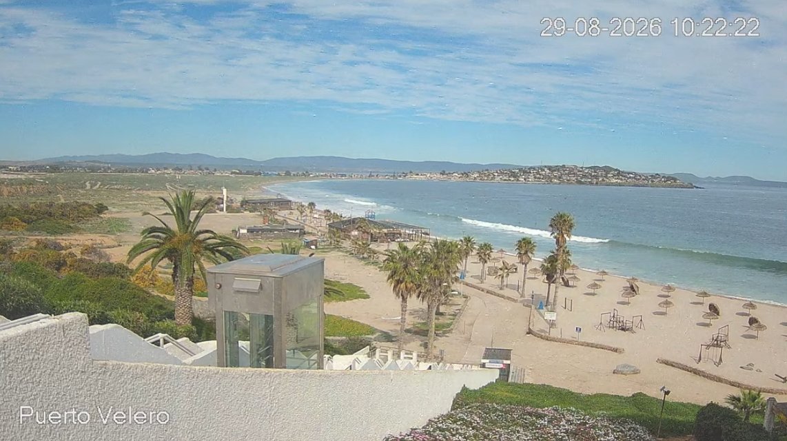 Vista actual de la playa de Puerto Velero, 29 de agosto 2026, 10:22 am